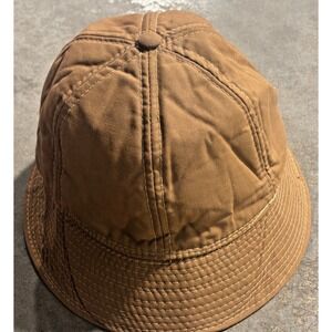 Vintage Made in Korea Brown Bucket Hat Size M Cotton Blend Outdoor Brim Cap